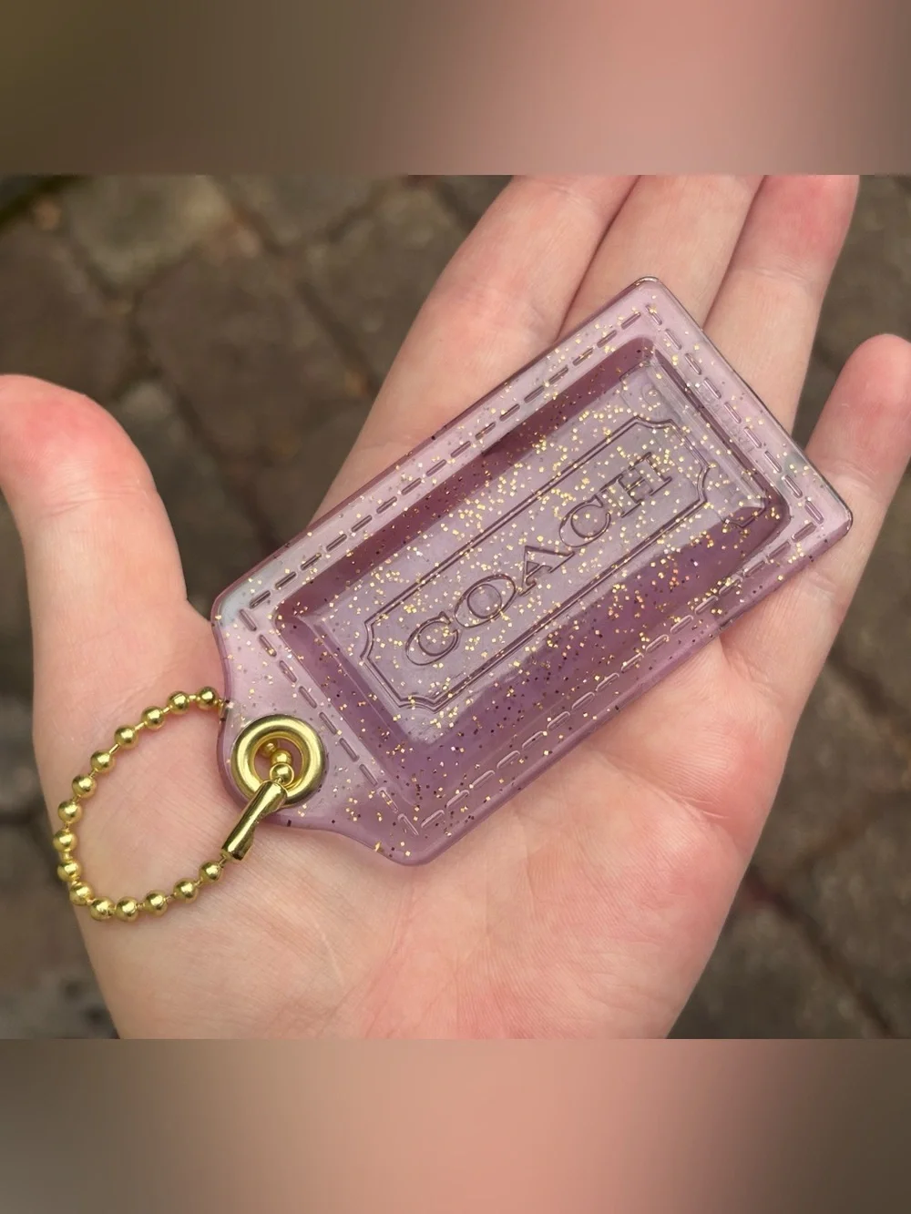 Vintage Coach Purple Gold Glitter XL Hang Tag
